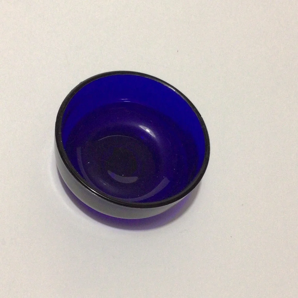 Vintage Cobalt Blue Glass Condiment‎ Dish In Metal Carrier made in England